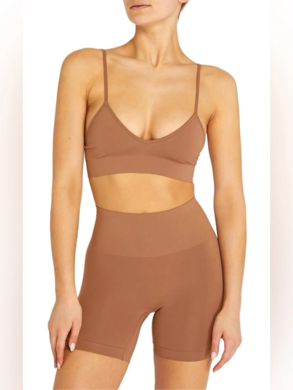 NWT SKIMS Copper Seamless Bralette & Shorts Set Size S - Picture 1 of 12